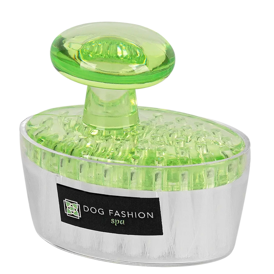 Dog Fashion Spa Ultra-Soft Face and Paw Brush Green 2in