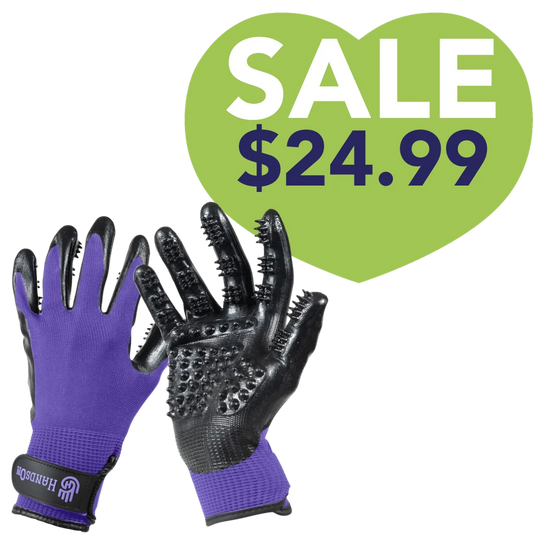 HandsOn Gloves Deshedding Grooming Gloves Small Purple Monochromatic